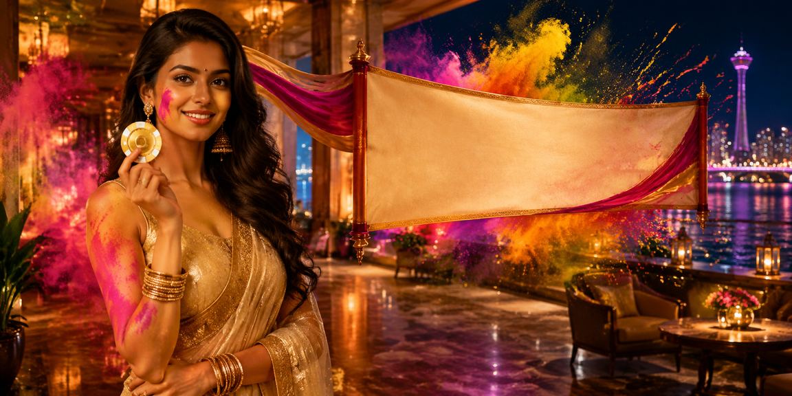 Colorful Holi Festival celebrations with festive Teen Patti promotions